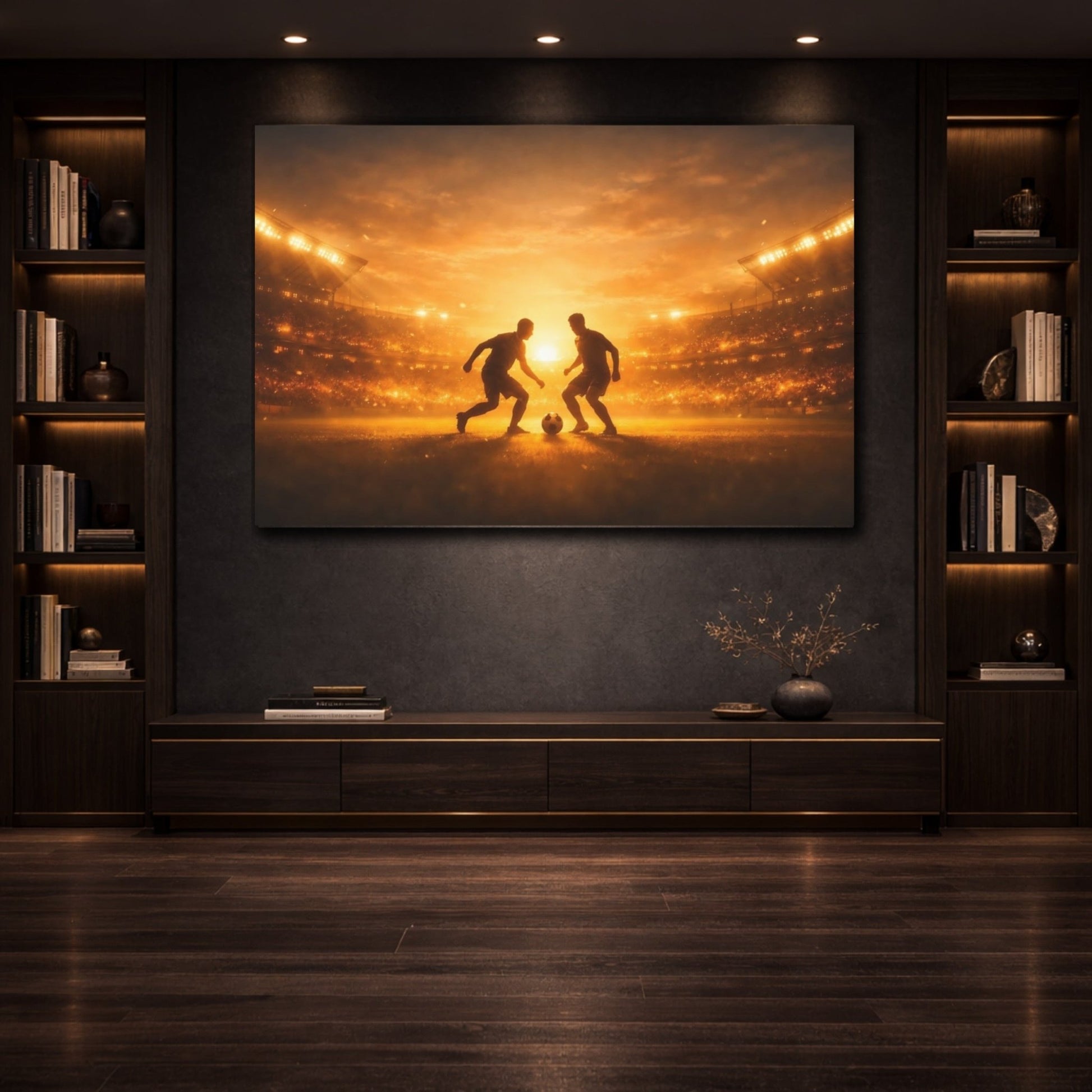 Sports Soccer Players Golden - Canvas Wall Art Print - YesArtYes