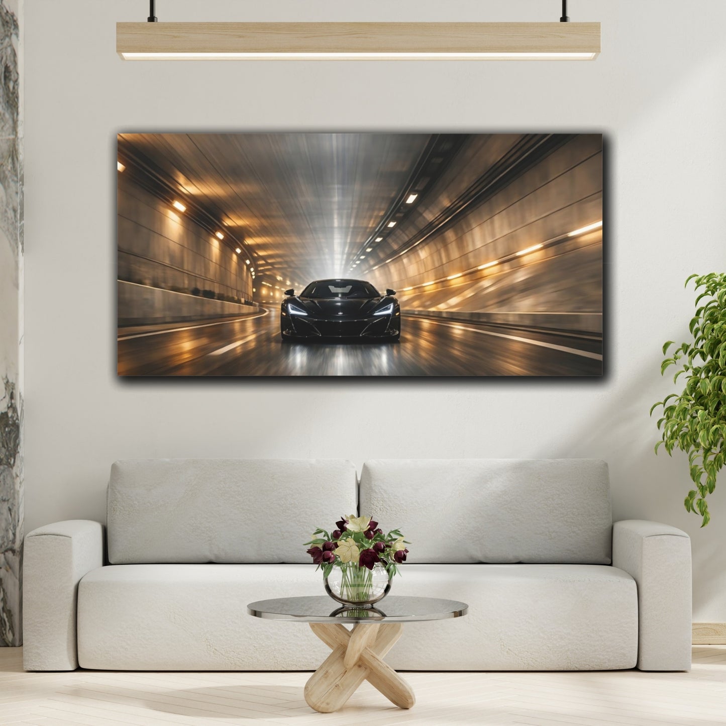 Mockup 3. Sports Sports Car Black Sports Car shown as stretched canvas wall art