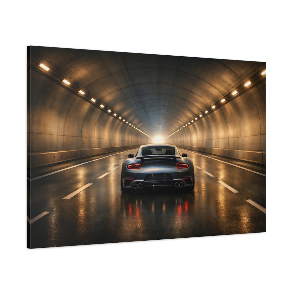 Main Mockup. Sports Sports Car Grey Car shown as stretched canvas wall art