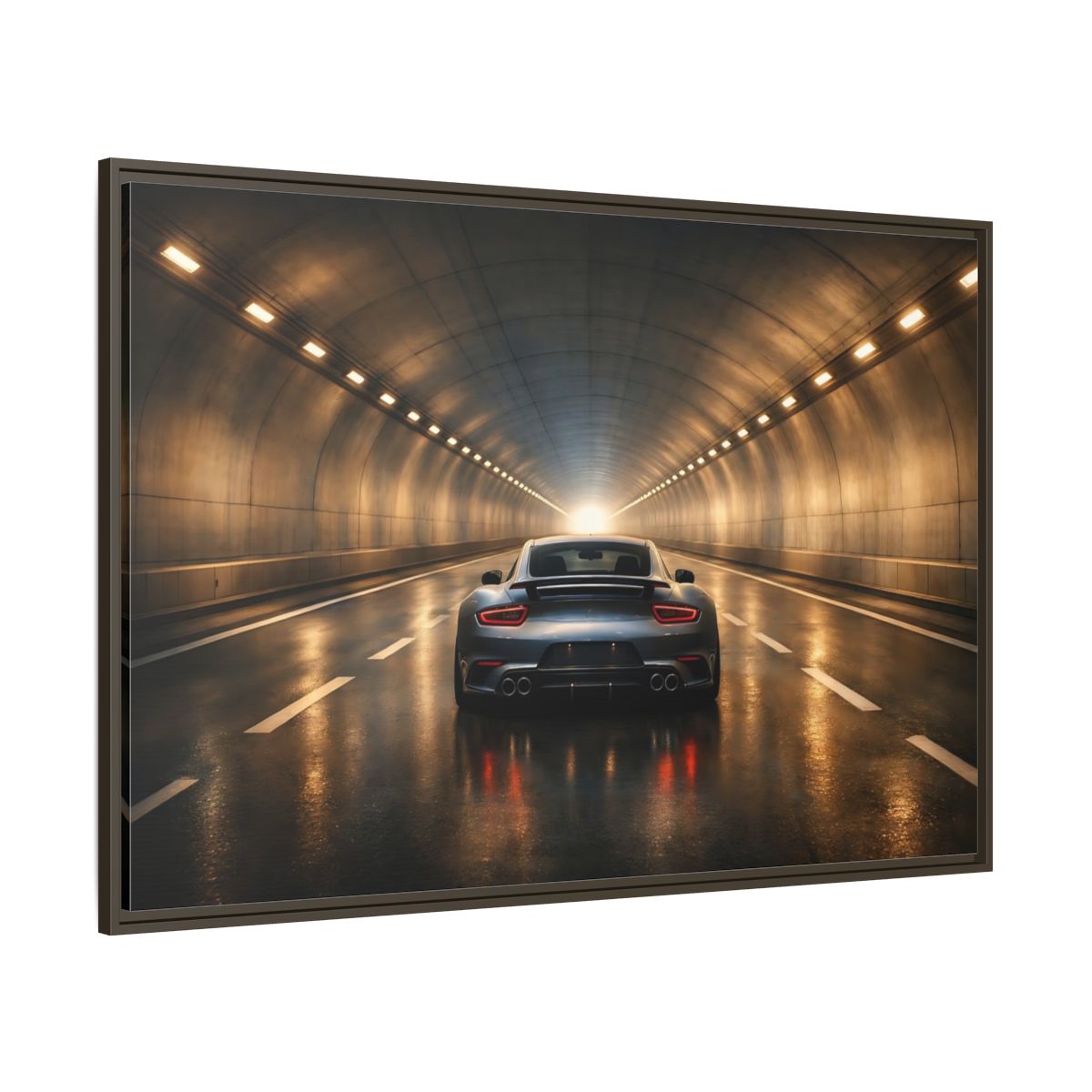 Main Mockup. Sports Sports Car Grey Sports Car shown as stretched canvas wall art