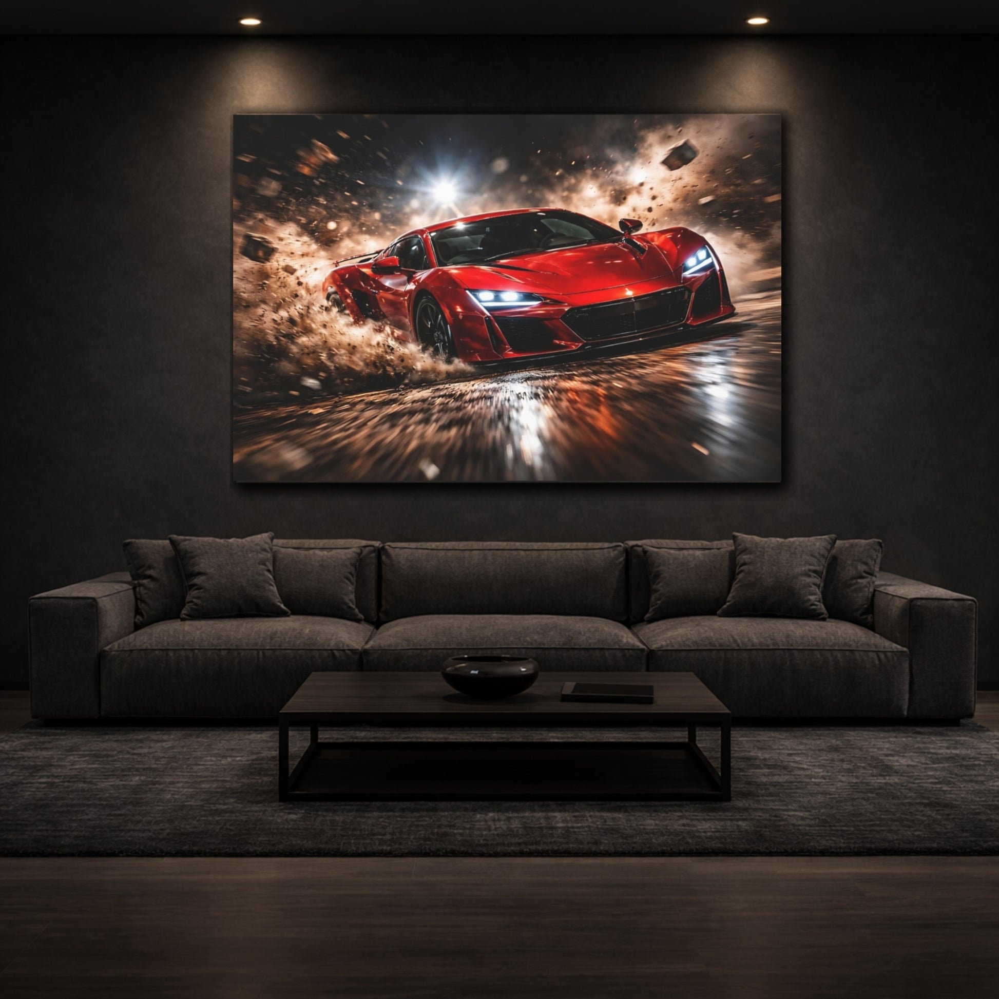 Sports Sports Car Red Sports Car shown as front canvas room wall art
