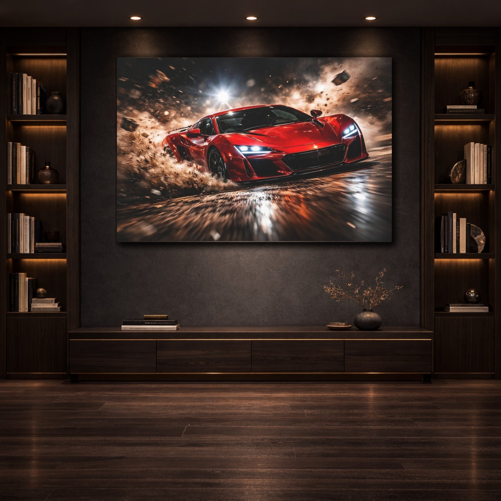 Sports Sports Car Red Sports Car shown as front canvas room wall art
