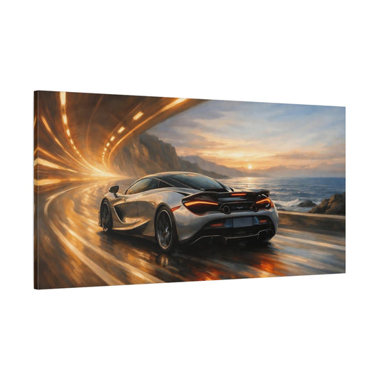 Main Mockup. Sports Sports Car Sports Car Sunset shown as stretched canvas wall art