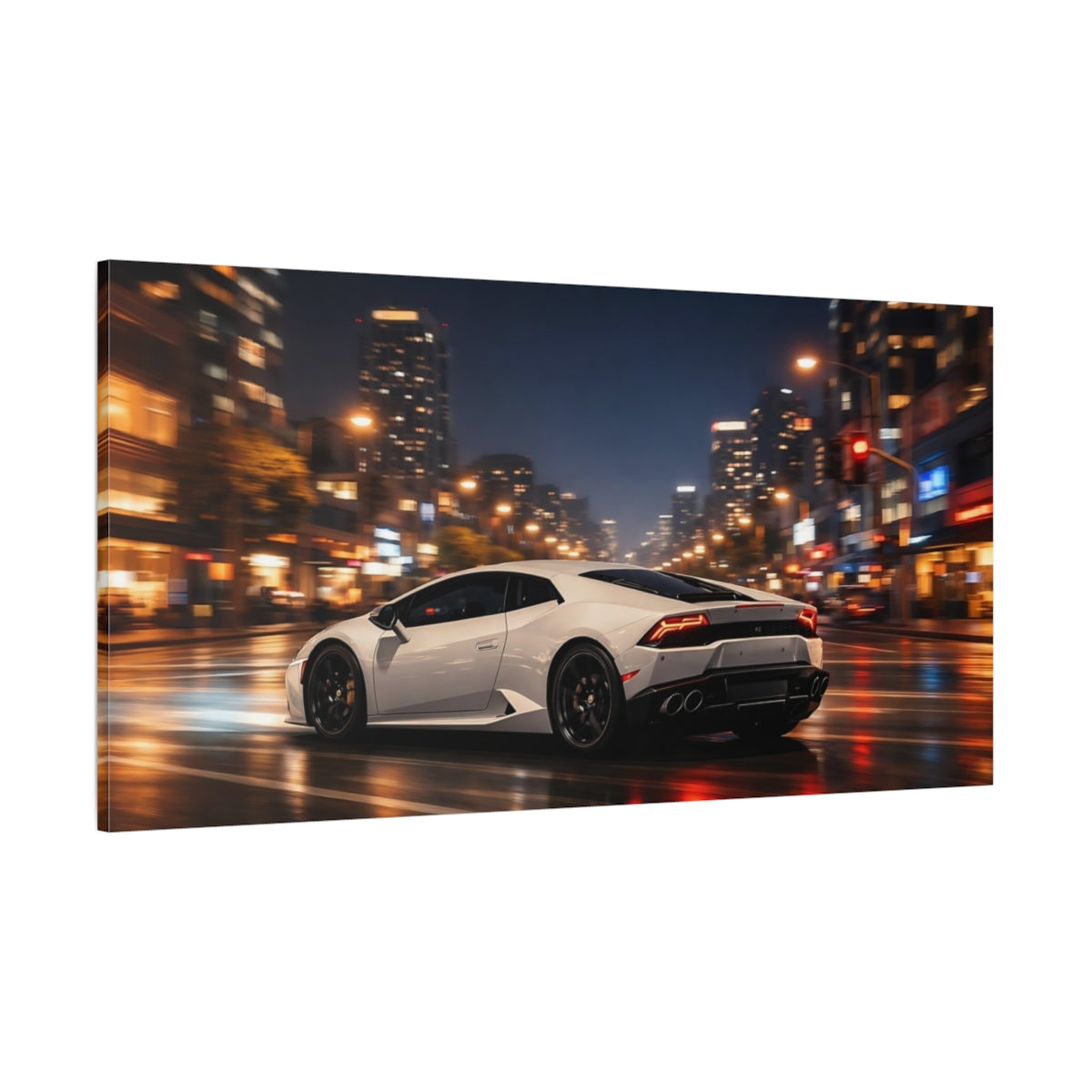 Main Mockup. Sports Sports Car White Sports Car shown as stretched canvas wall art