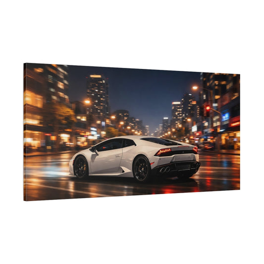 Main Mockup. Sports Sports Car White Sports Car shown as stretched canvas wall art