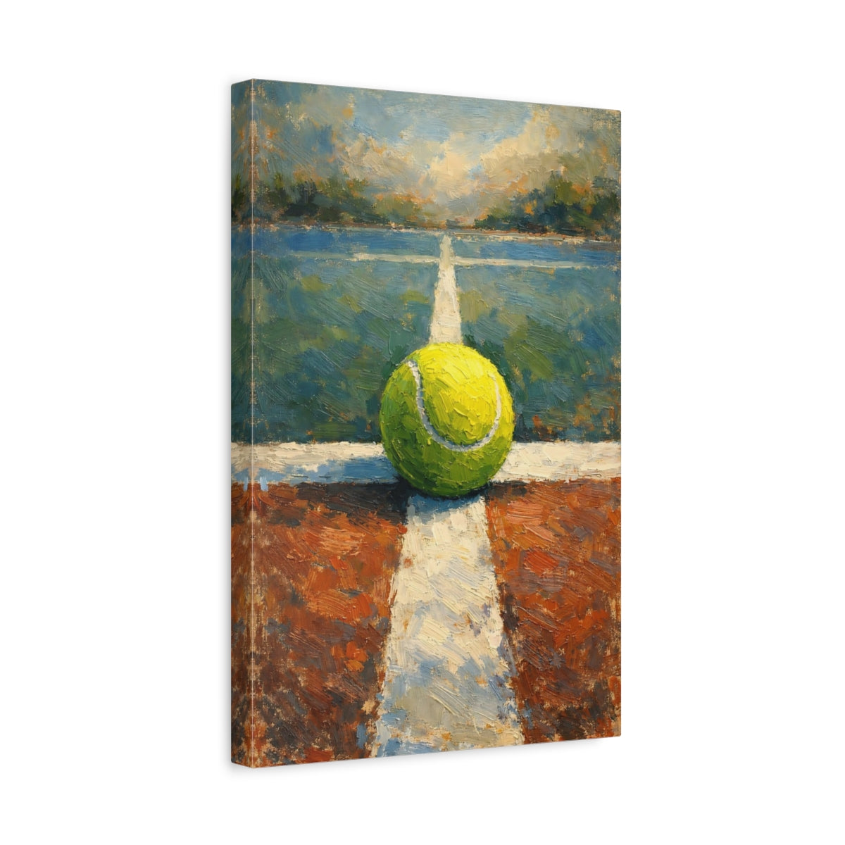 Side Mockup 4. Sports Tennis Ball Tennis Court Art shown as stretched canvas wall art