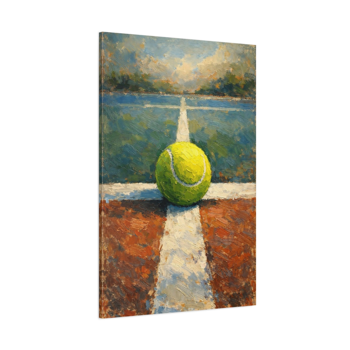 Main Mockup. Sports Tennis Ball Tennis Court Art shown as stretched canvas wall art