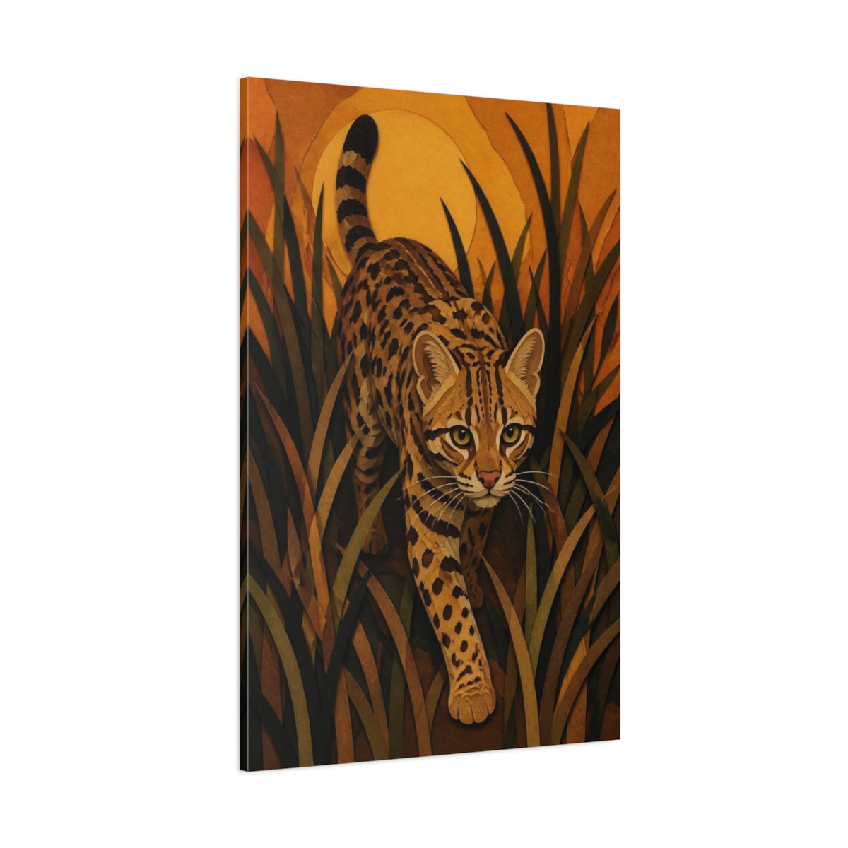 Side Mockup 1. Spotted Pet Cat shown as canvas print