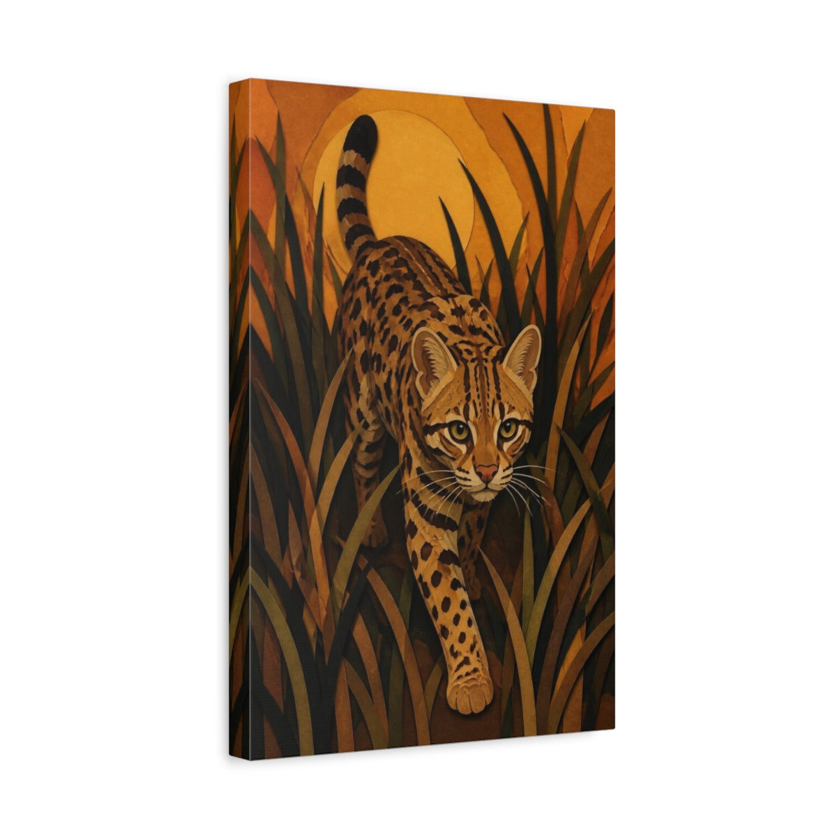 Side Mockup 4. Spotted Pet Cat shown as canvas print