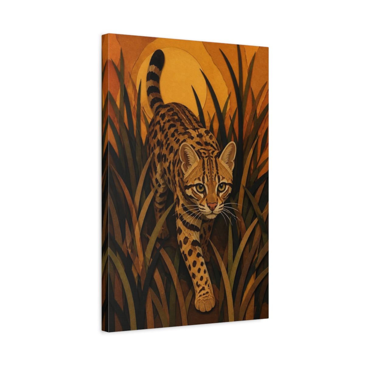 Side Mockup 3. Spotted Pet Cat shown as canvas print