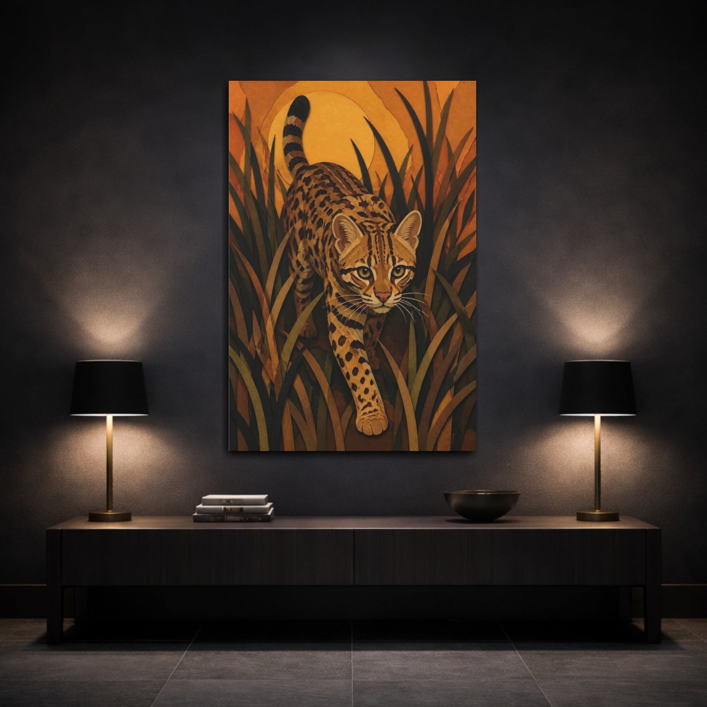 Mockup 3. Spotted Pet Cat shown as canvas print