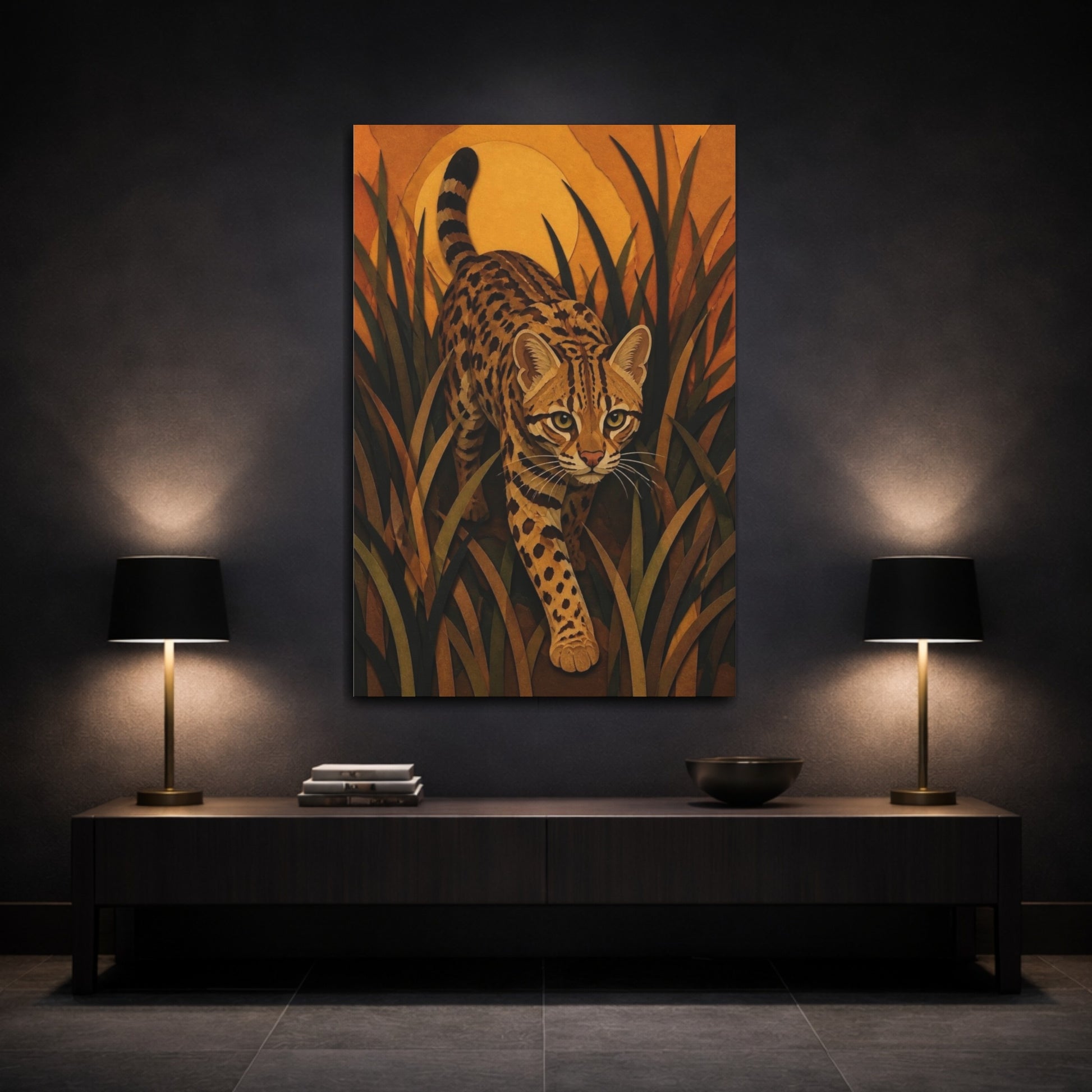 Mockup 3. Spotted Pet Cat shown as canvas print