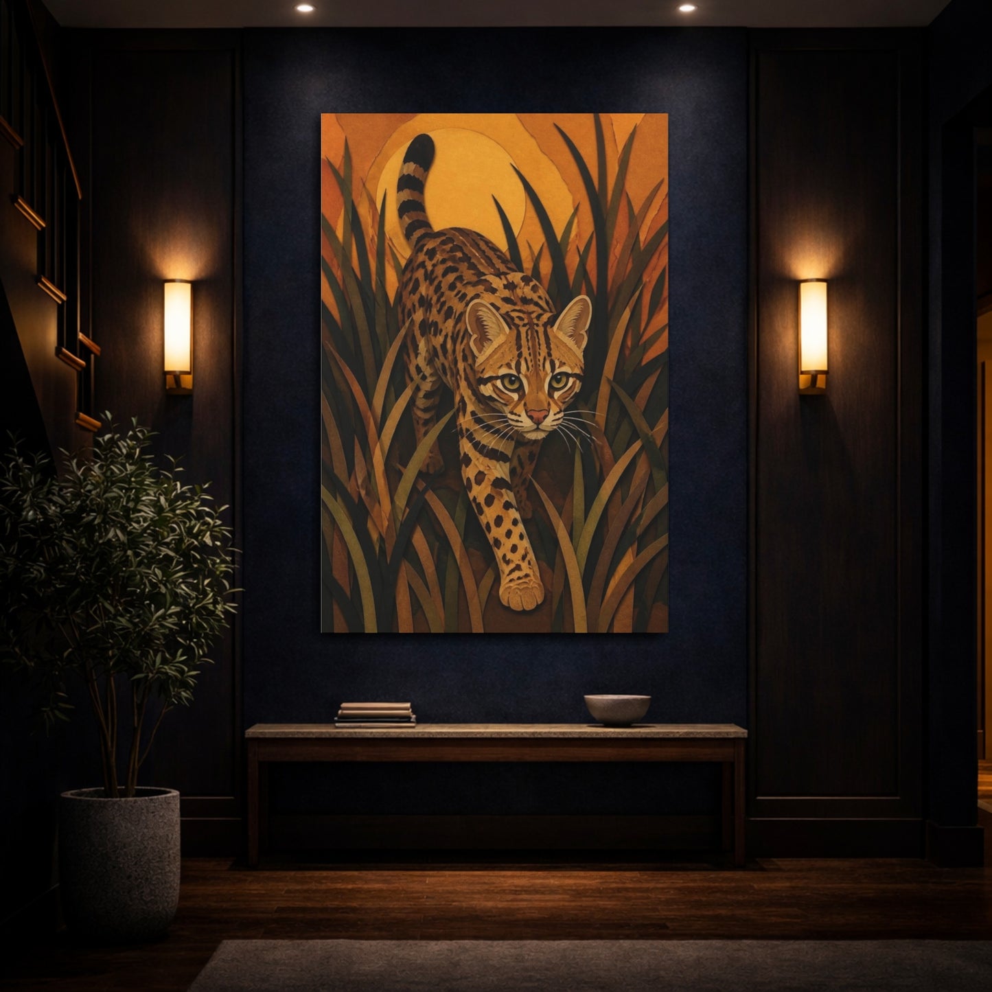 Mockup 4. Spotted Pet Cat shown as canvas print