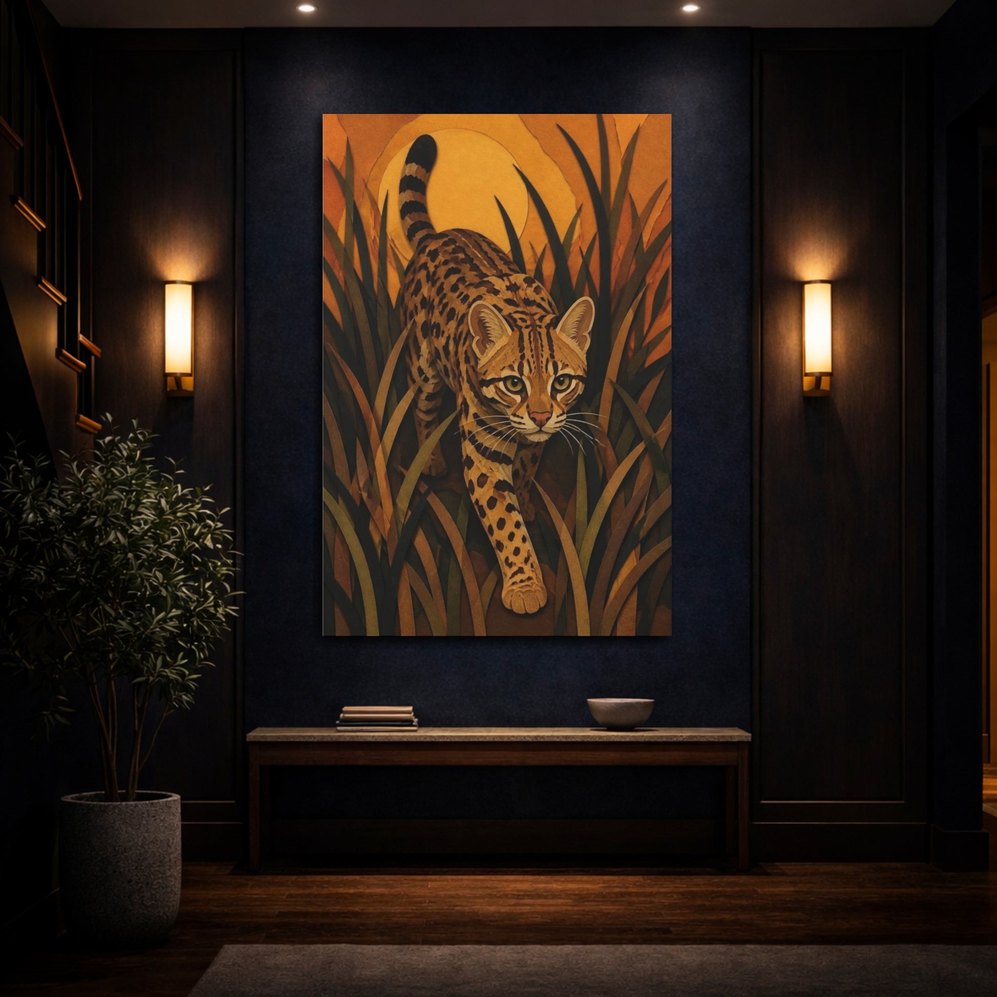 Mockup 4. Spotted Pet Cat shown as canvas print