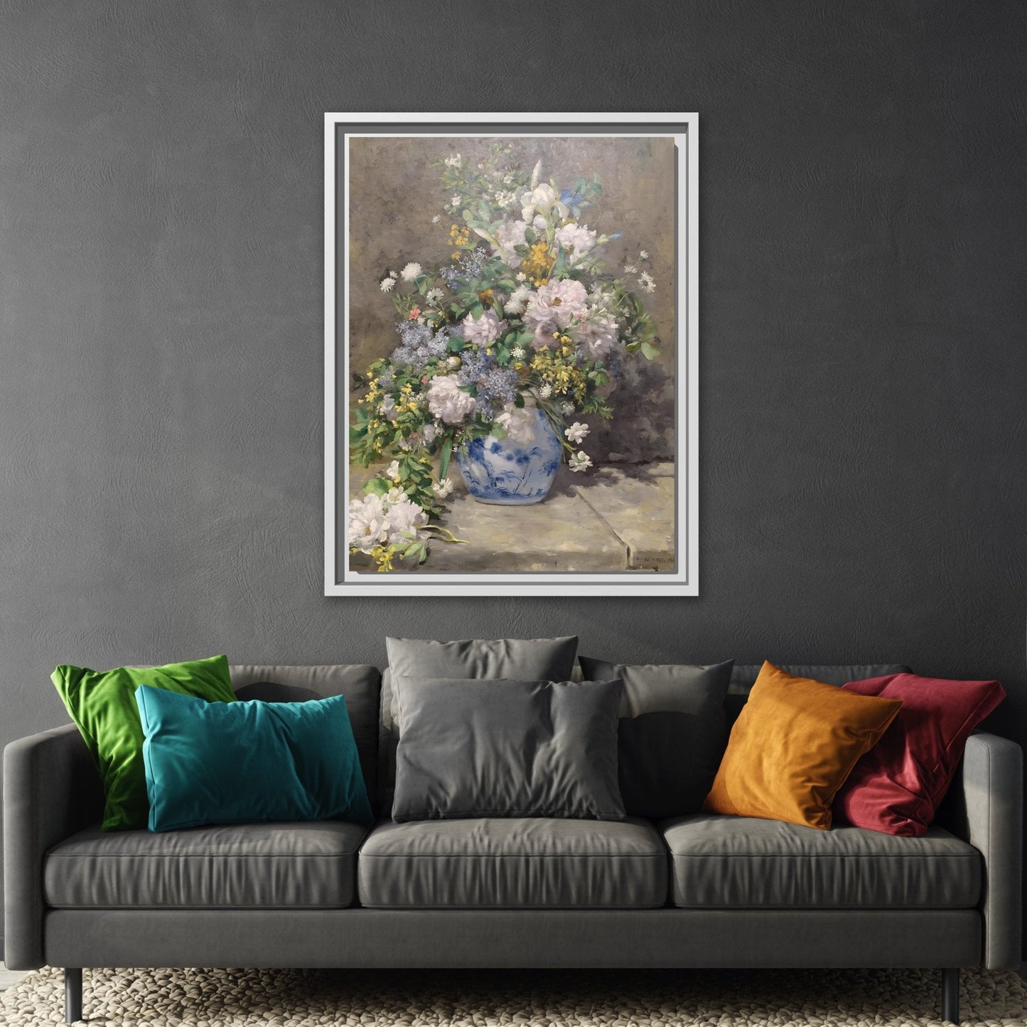 Spring Bouquet Renoir Canvas Print - Flowers Wall Art Prints in Exclusive Frame - YesArtYes