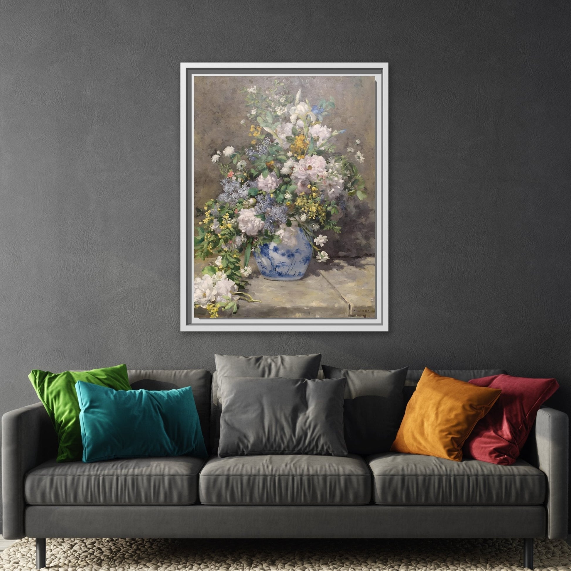 Spring Bouquet Renoir Canvas Print - Flowers Wall Art Prints in Exclusive Frame - YesArtYes
