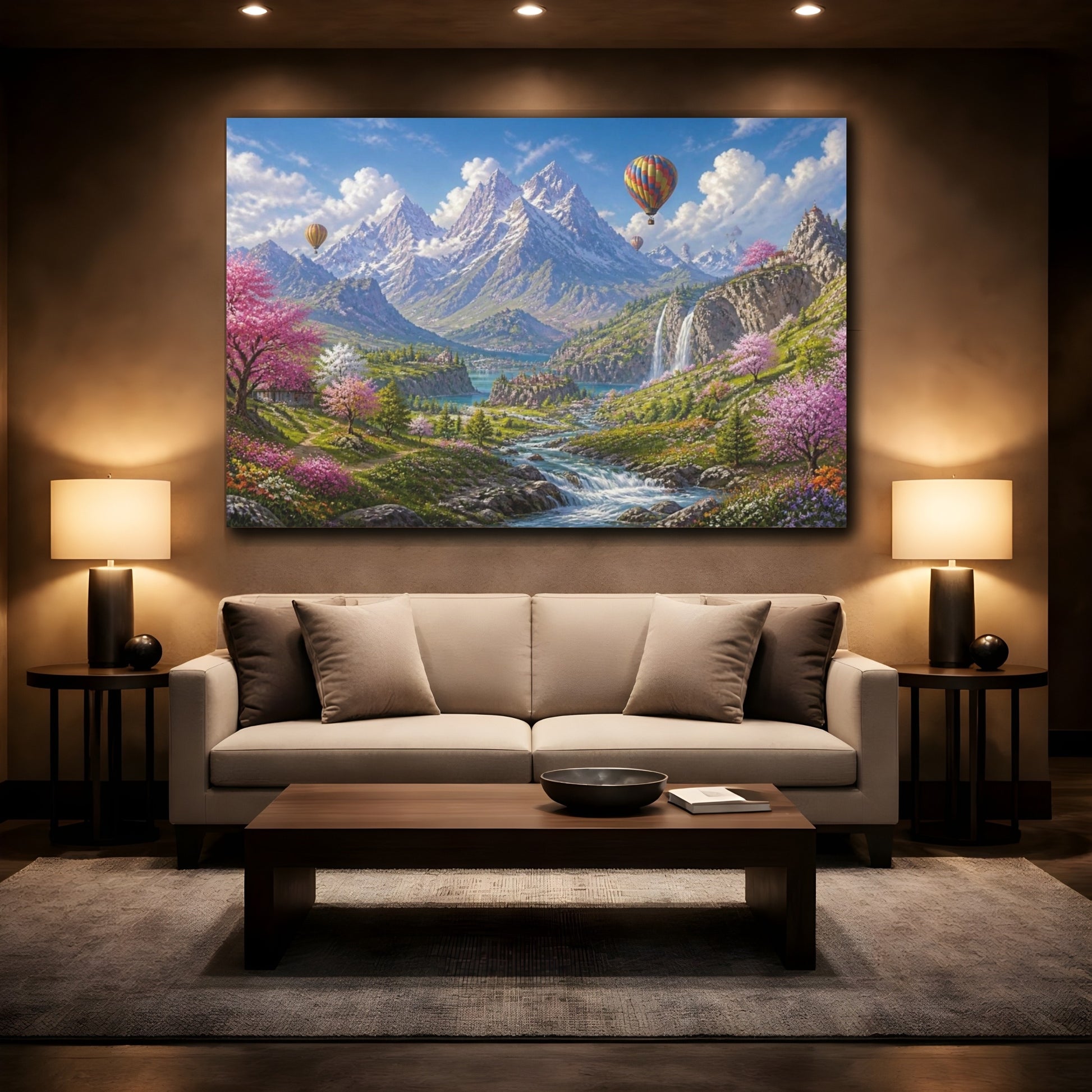 Mockup 2. Spring Mountain Balloons shown as canvas print