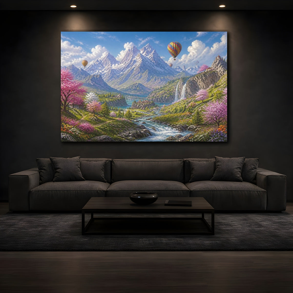 Mockup 3. Spring Mountain Balloons shown as canvas print