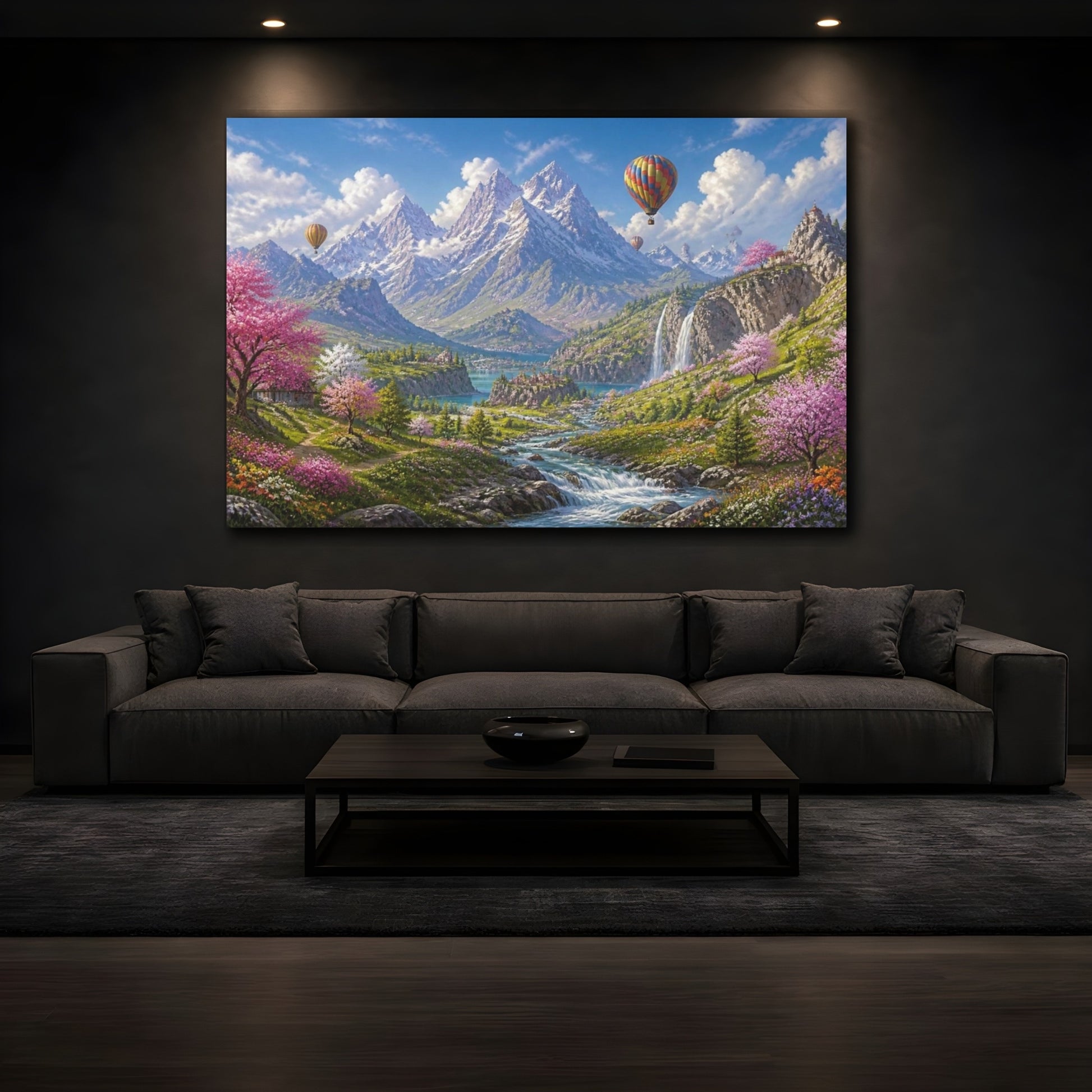 Mockup 3. Spring Mountain Balloons shown as canvas print
