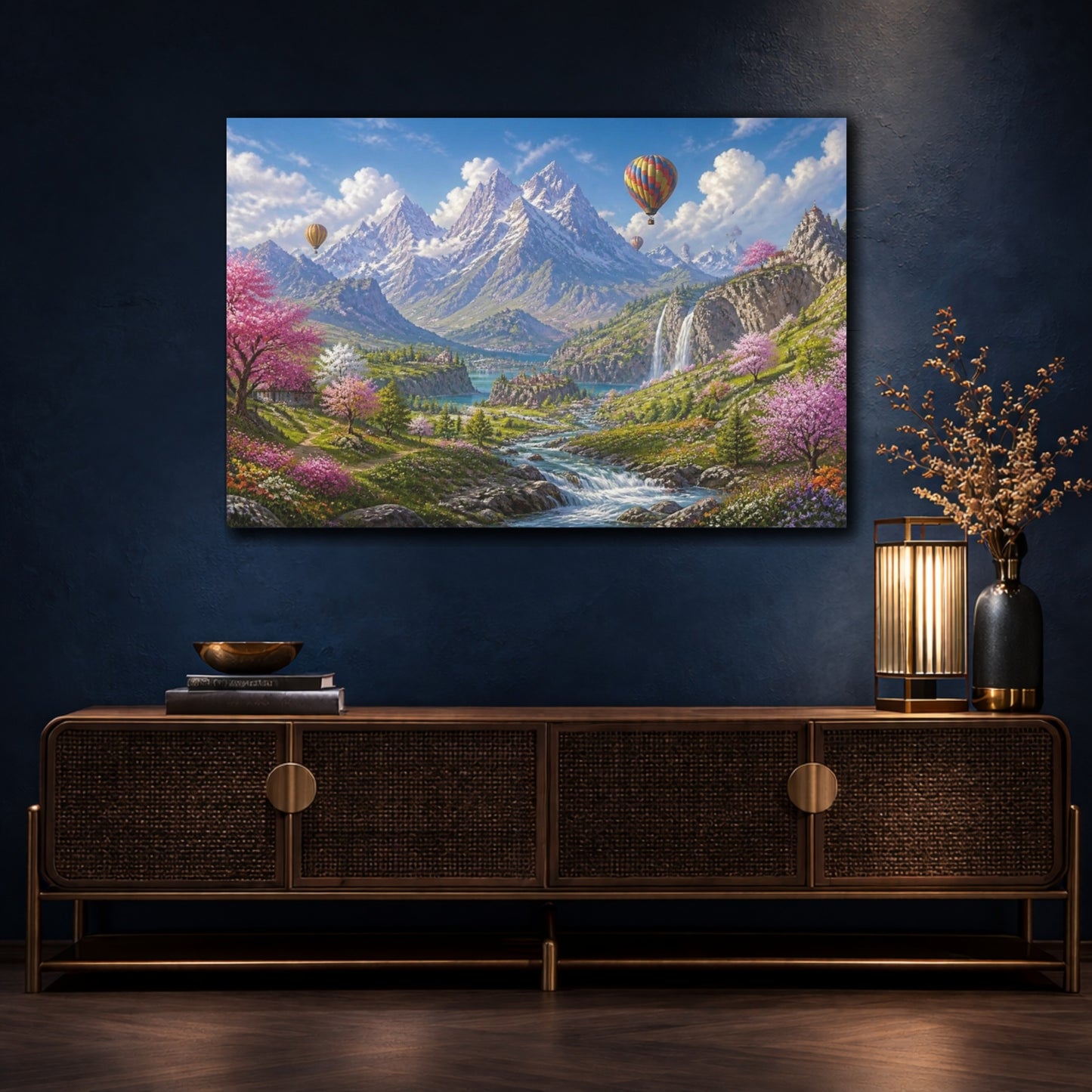 Mockup 4. Spring Mountain Balloons shown as canvas print
