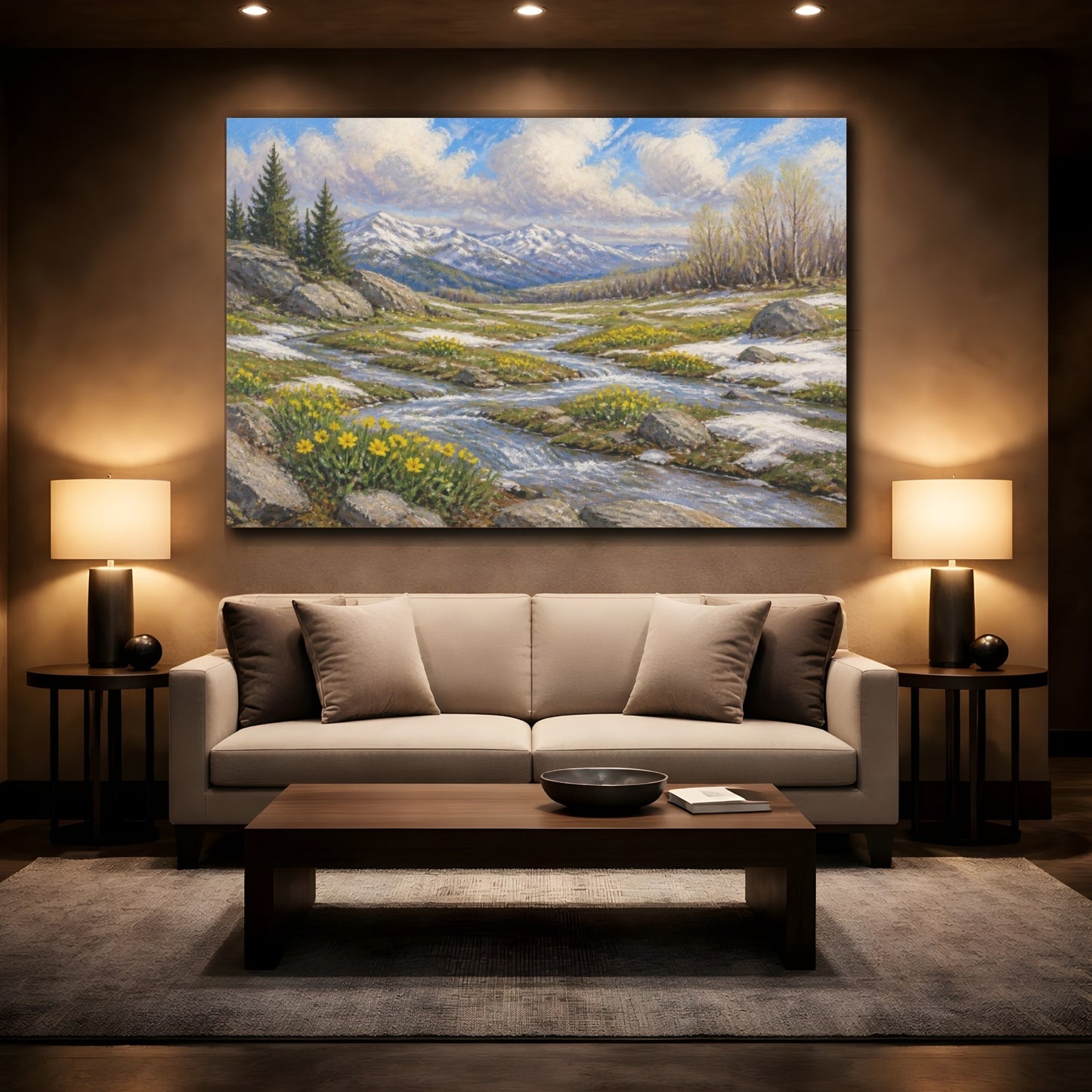 Mockup 2. Spring Snowmelt Meadow shown as canvas print