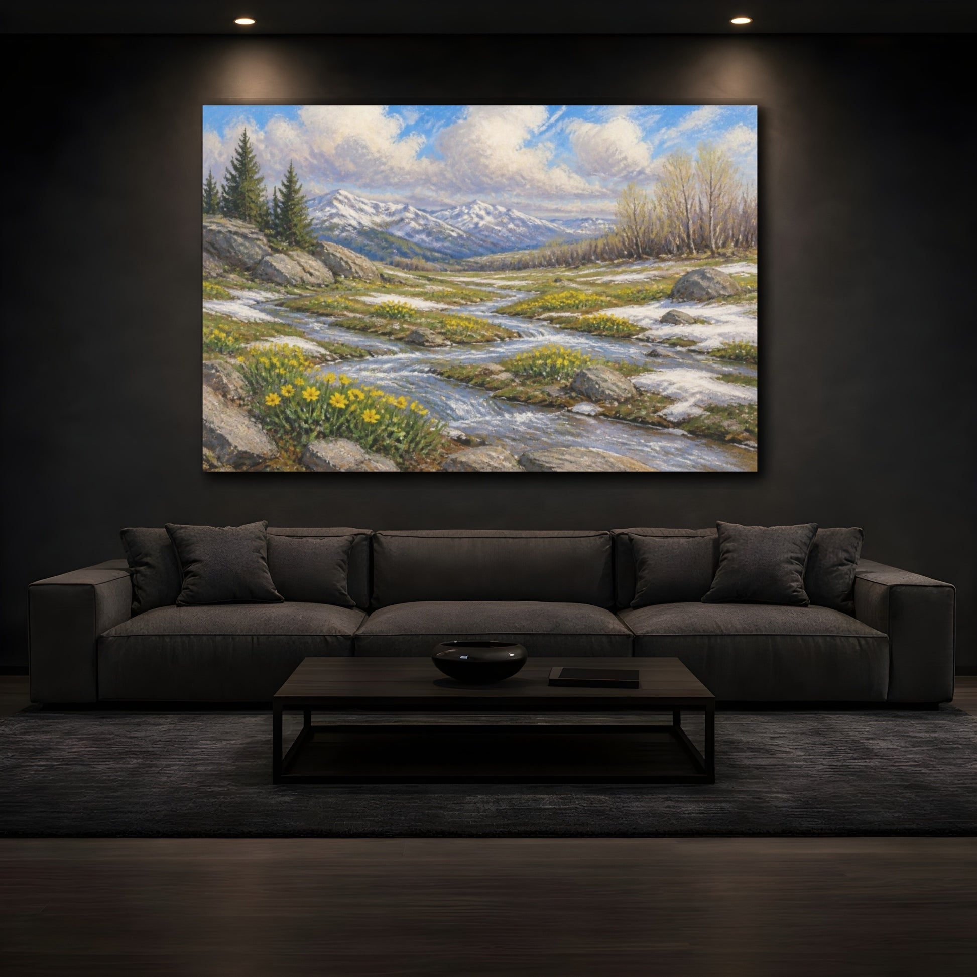 Mockup 3. Spring Snowmelt Meadow shown as canvas print