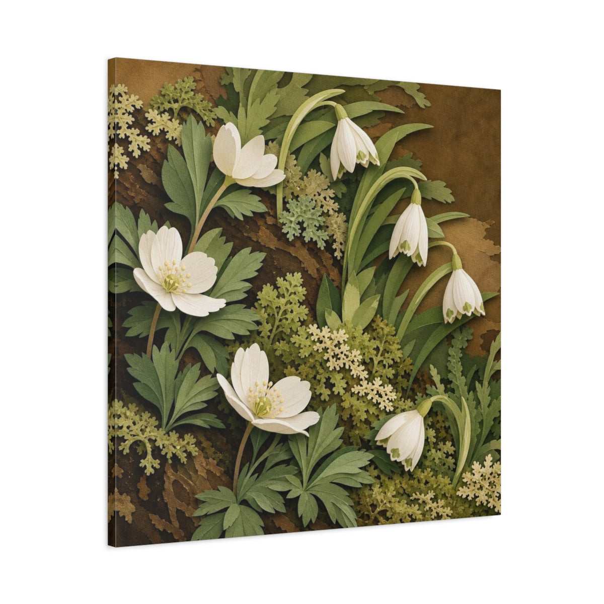 Main Mockup. Spring Woodland Blooms shown as canvas print