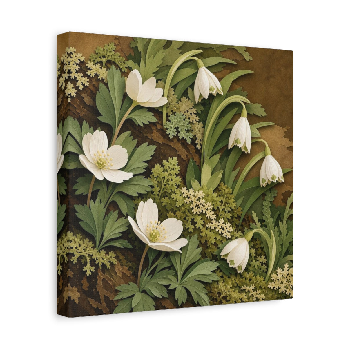 Side Mockup 8. Spring Woodland Blooms shown as canvas print