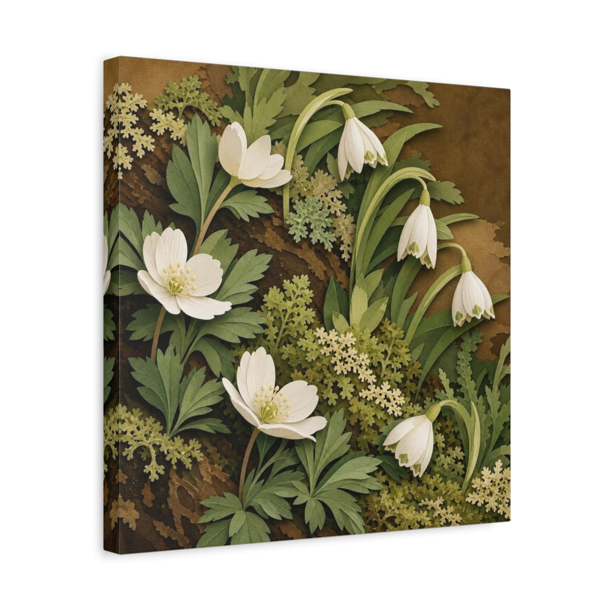 Side Mockup 6. Spring Woodland Blooms shown as canvas print