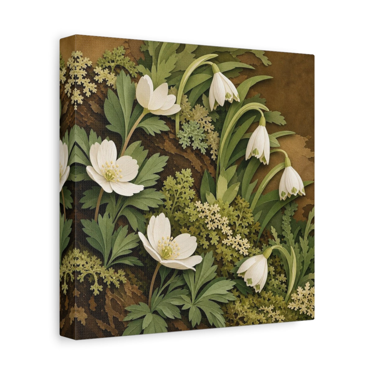 Side Mockup 9. Spring Woodland Blooms shown as canvas print