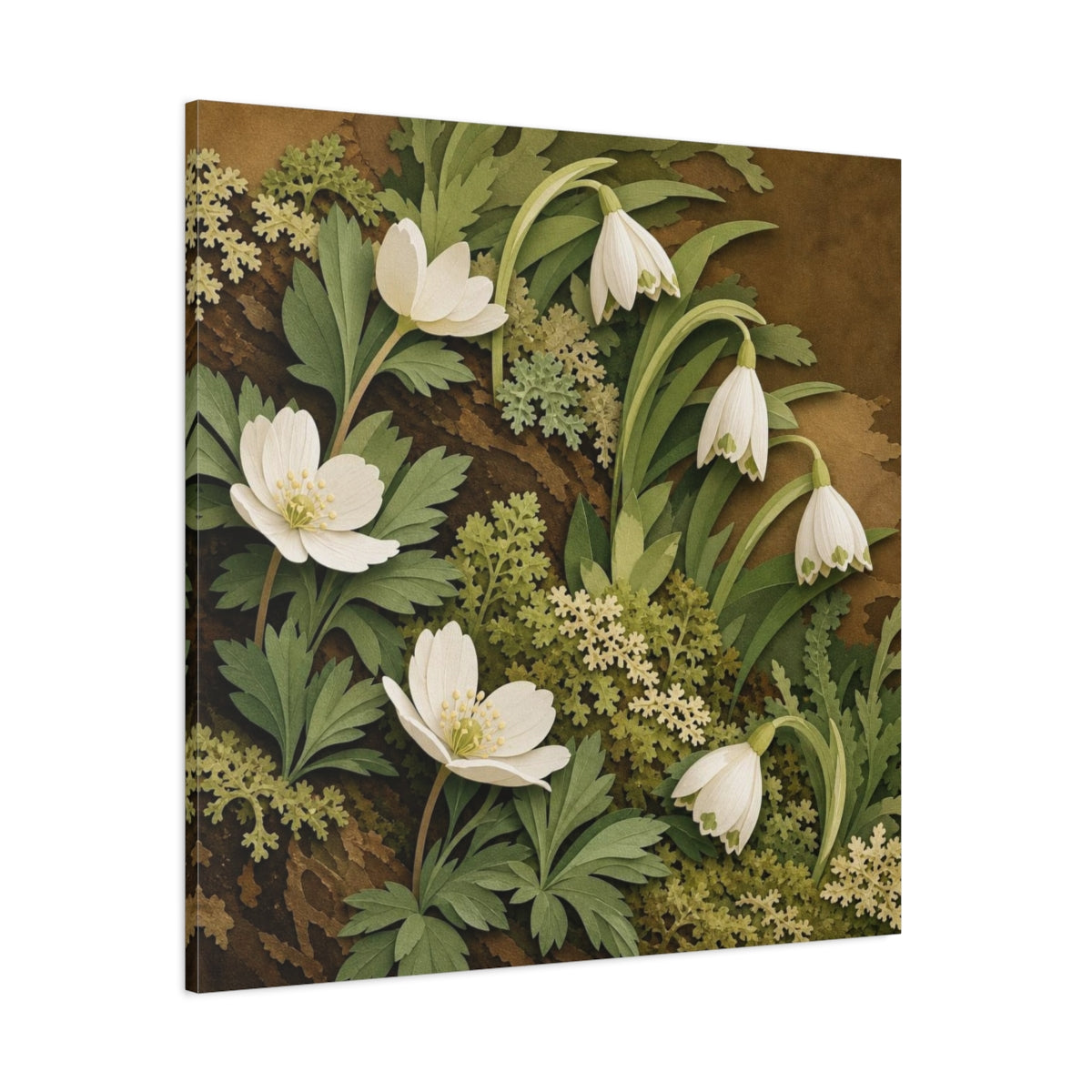 Side Mockup 1. Spring Woodland Blooms shown as canvas print