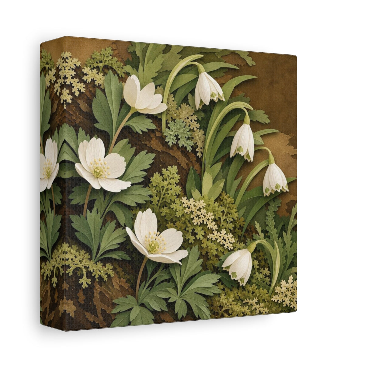Side Mockup 2. Spring Woodland Blooms shown as canvas print