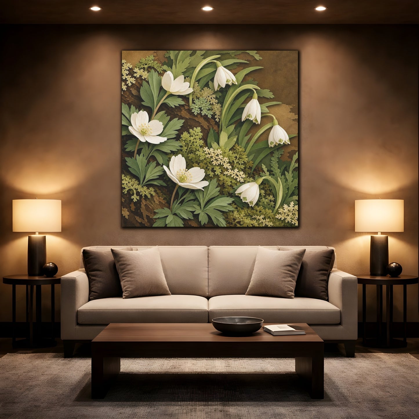 Mockup 2. Spring Woodland Blooms shown as canvas print