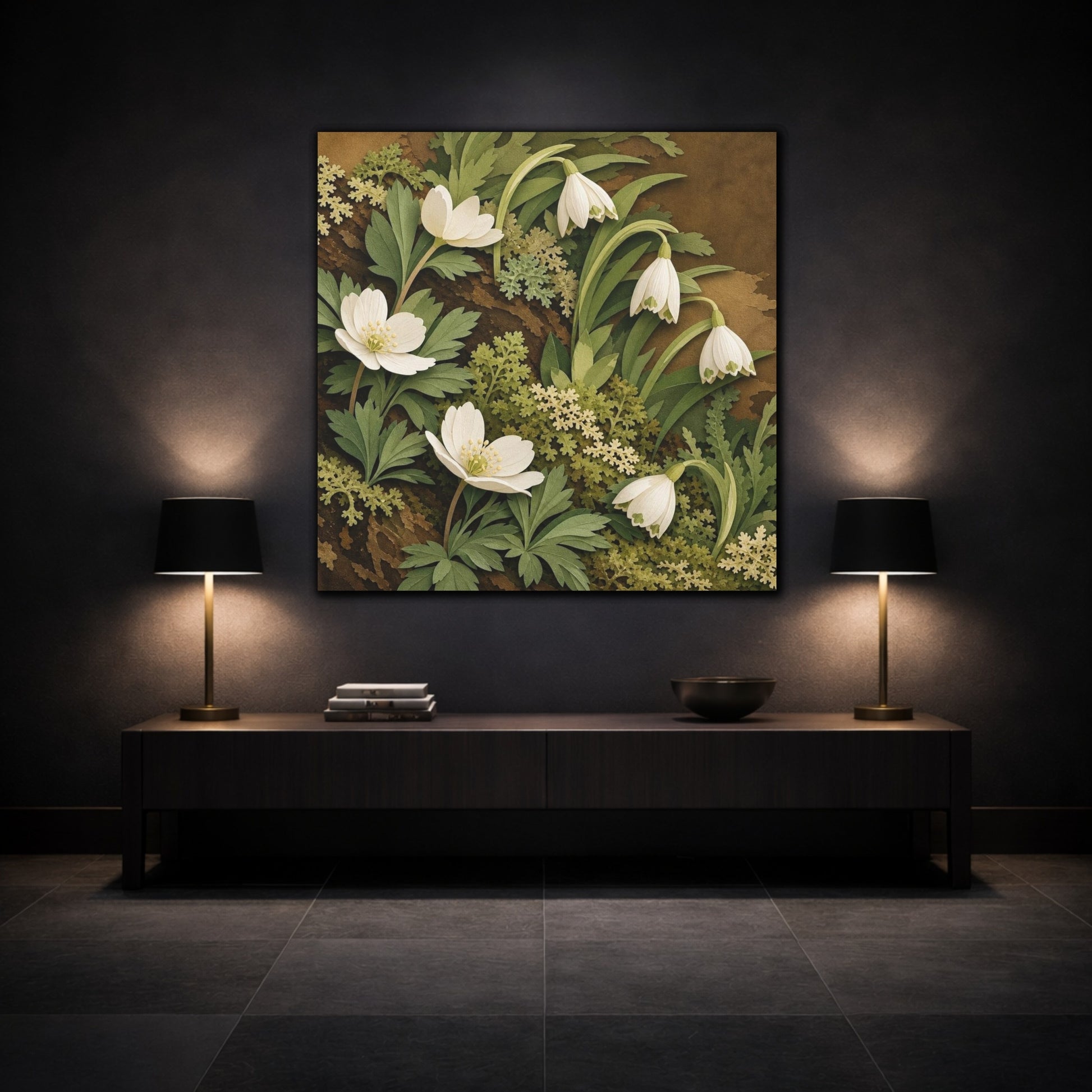 Mockup 3. Spring Woodland Blooms shown as canvas print