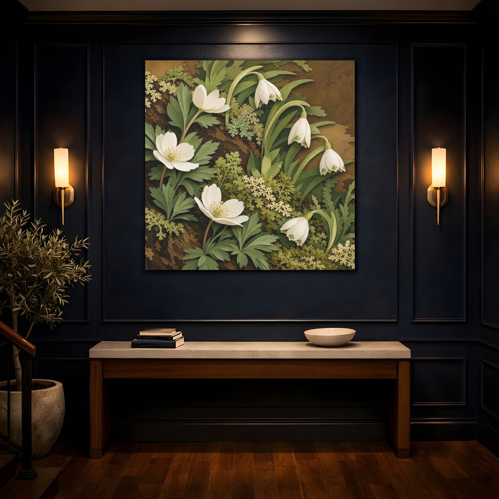 Mockup 4. Spring Woodland Blooms shown as canvas print