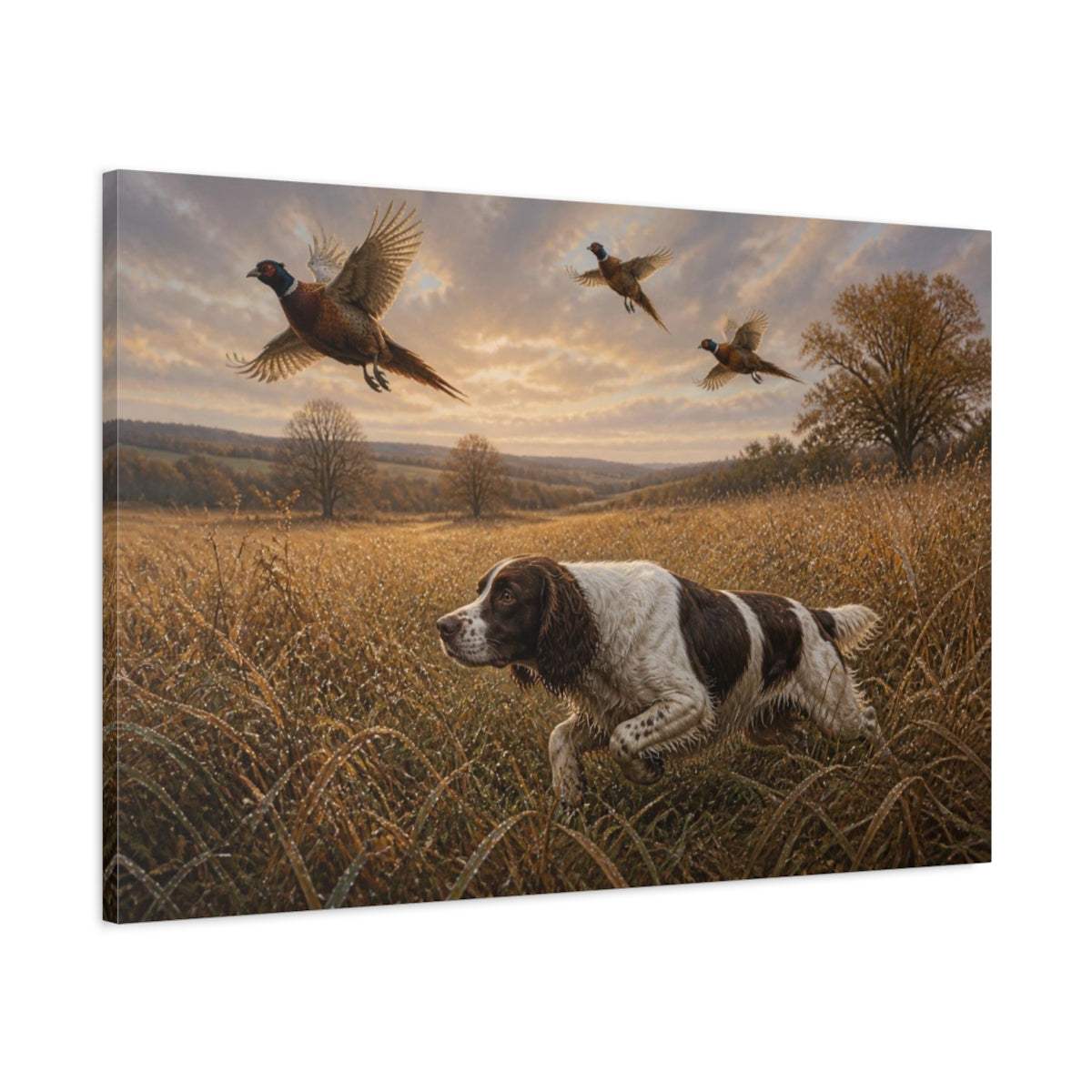 Main Mockup. Springer Spaniel Pets In Field shown as canvas print