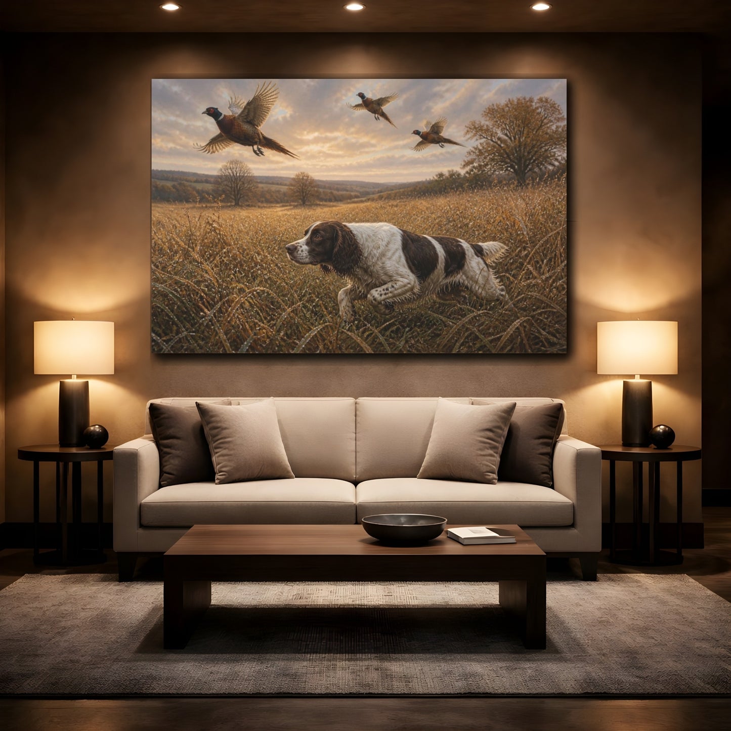 Mockup 2. Springer Spaniel Pets In Field shown as canvas print