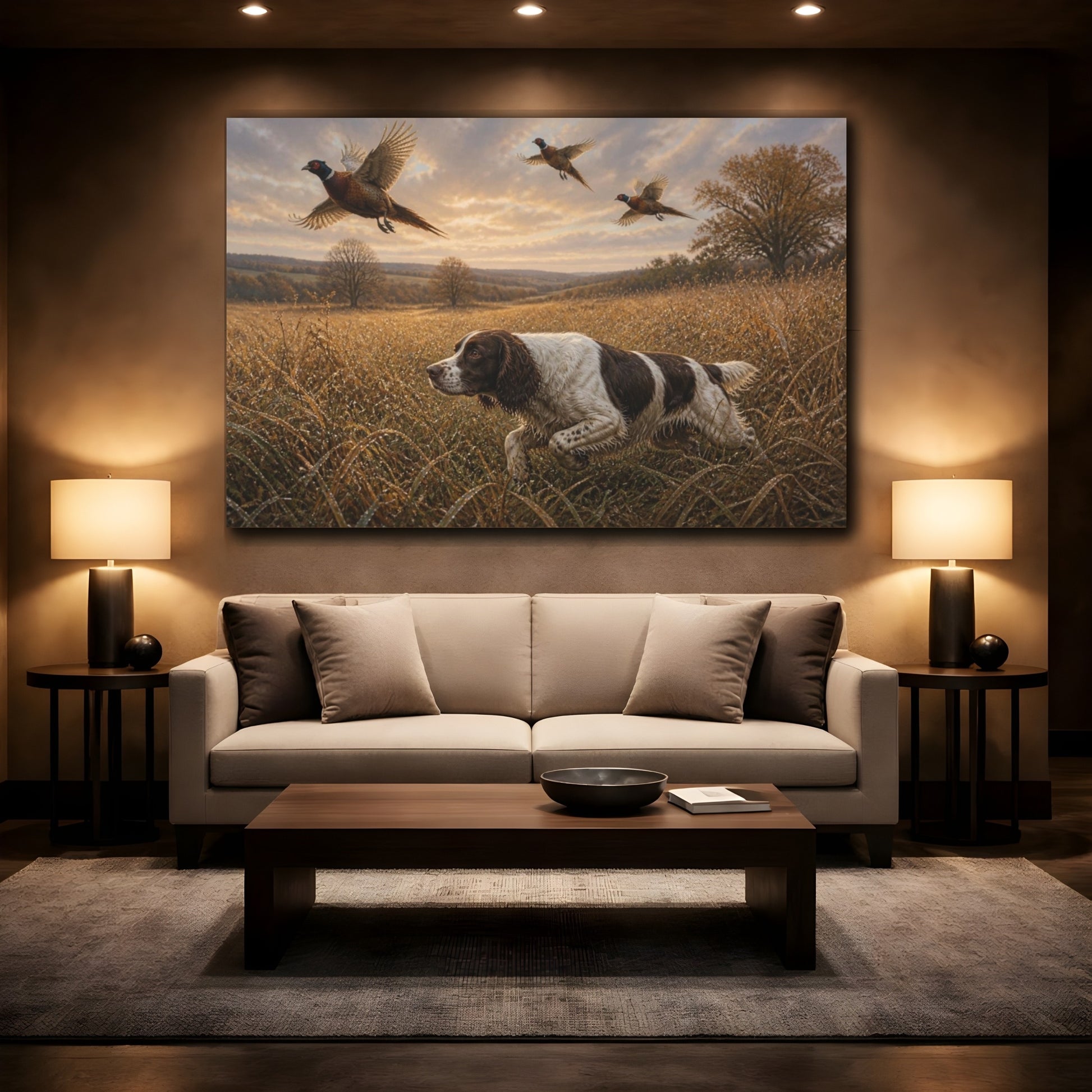 Mockup 2. Springer Spaniel Pets In Field shown as canvas print
