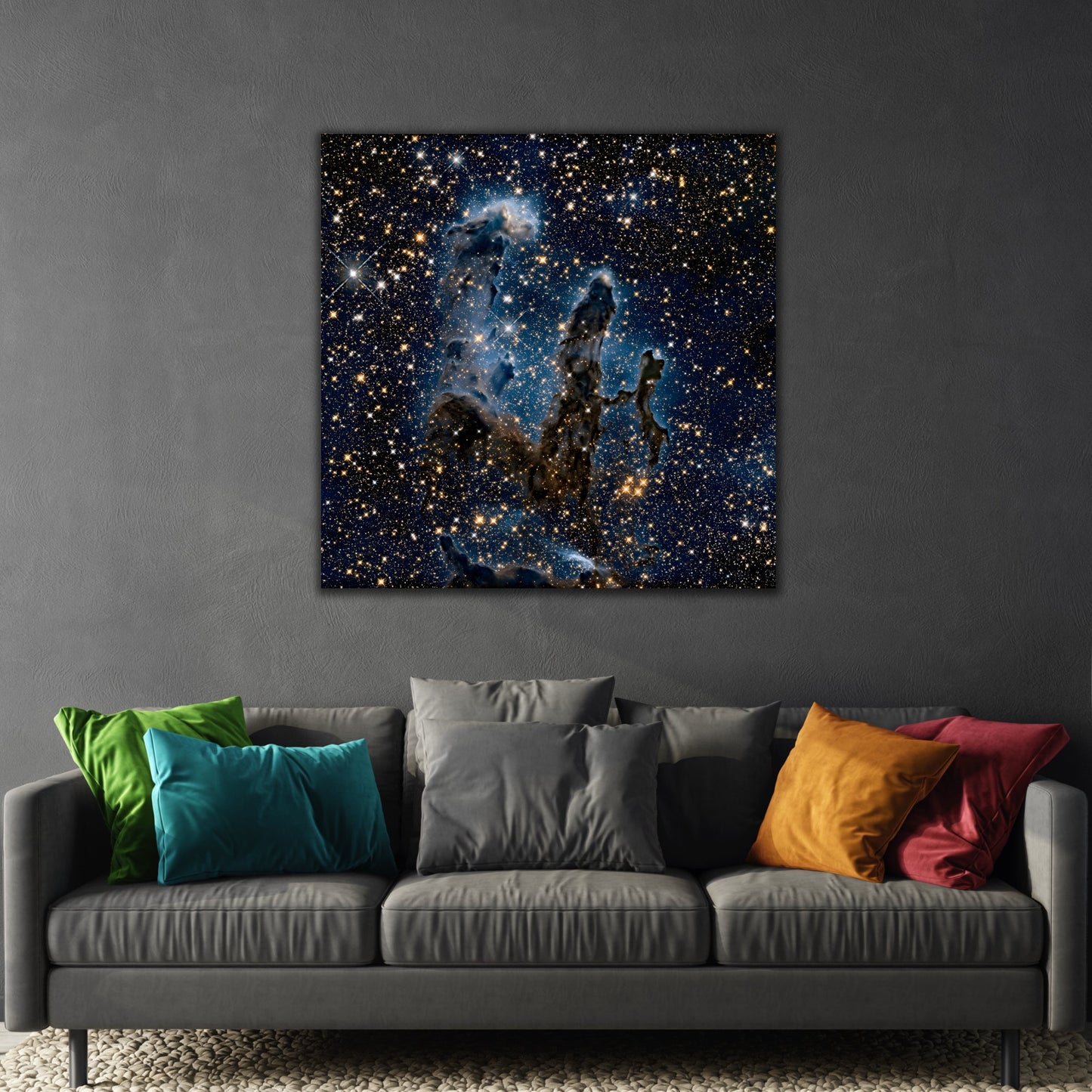 Square Framed NASA Canvas Prints - Hubble Captures Iconic Pillars of Creation in Deep Space Wall Art