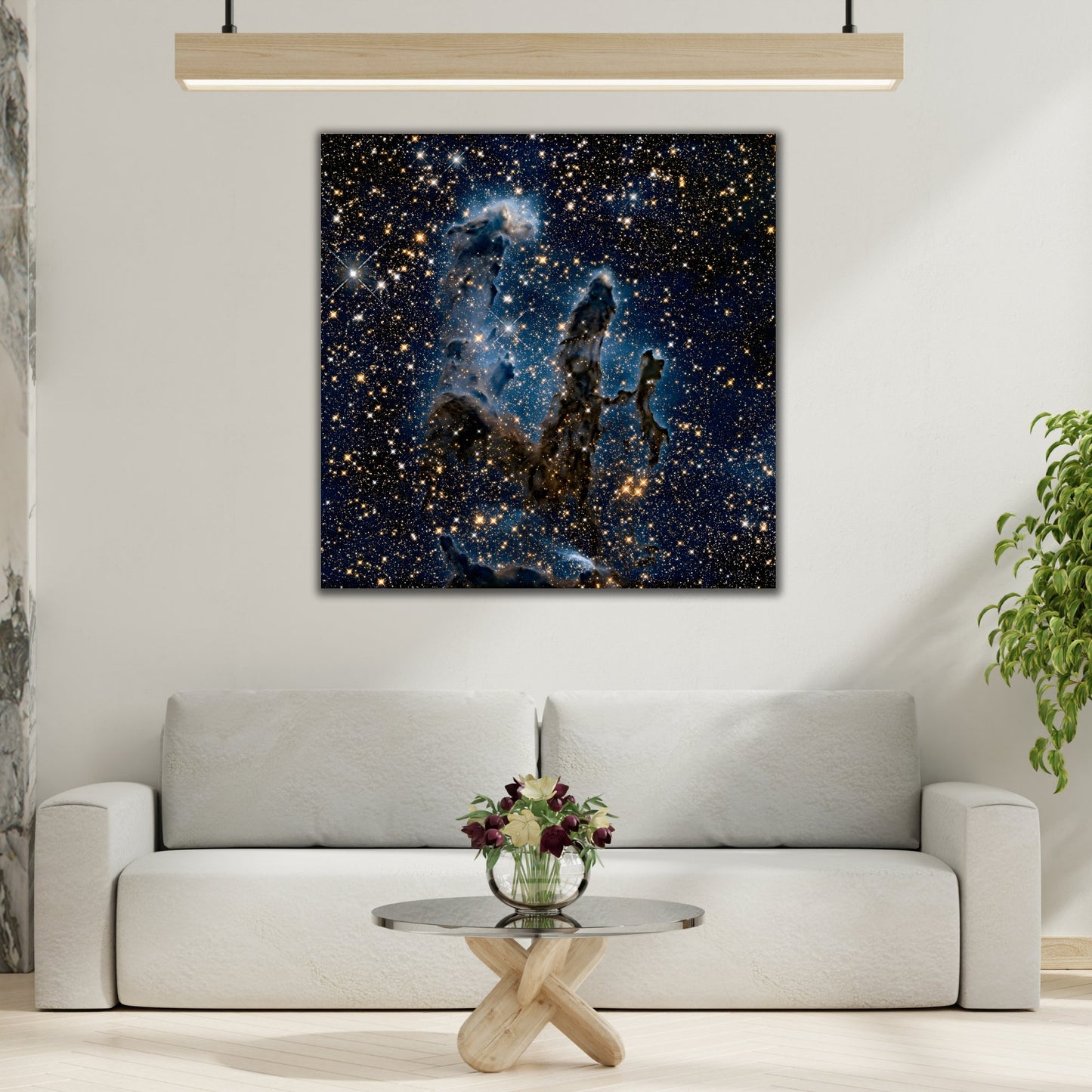 Square Framed NASA Canvas Prints - Hubble Captures Iconic Pillars of Creation in Deep Space Wall Art