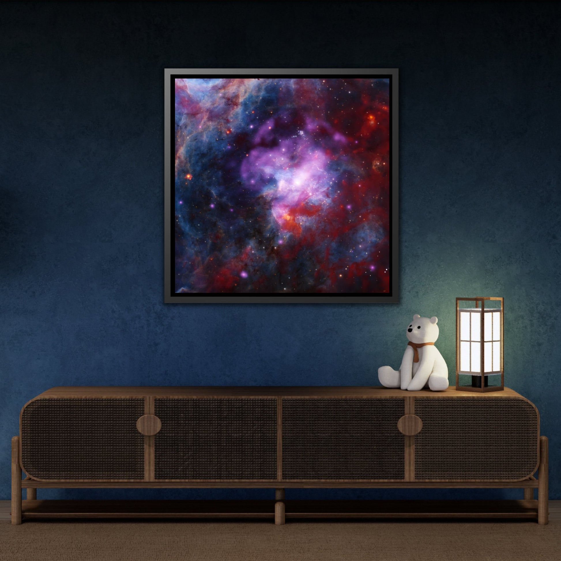 Square Framed NASA Canvas Wall Art in Exclusive Frame - Spectacular Supernova Celestial Fireworks Deep Space Print