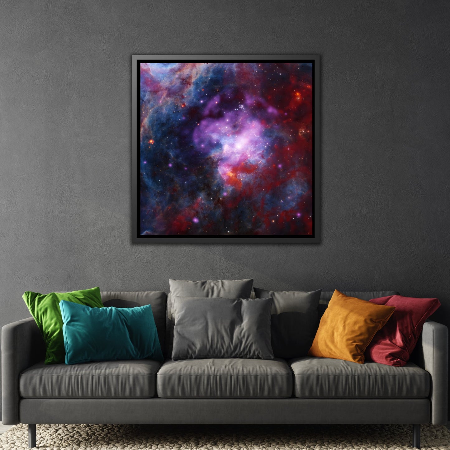 Square Framed NASA Canvas Wall Art in Exclusive Frame - Spectacular Supernova Celestial Fireworks Deep Space Print