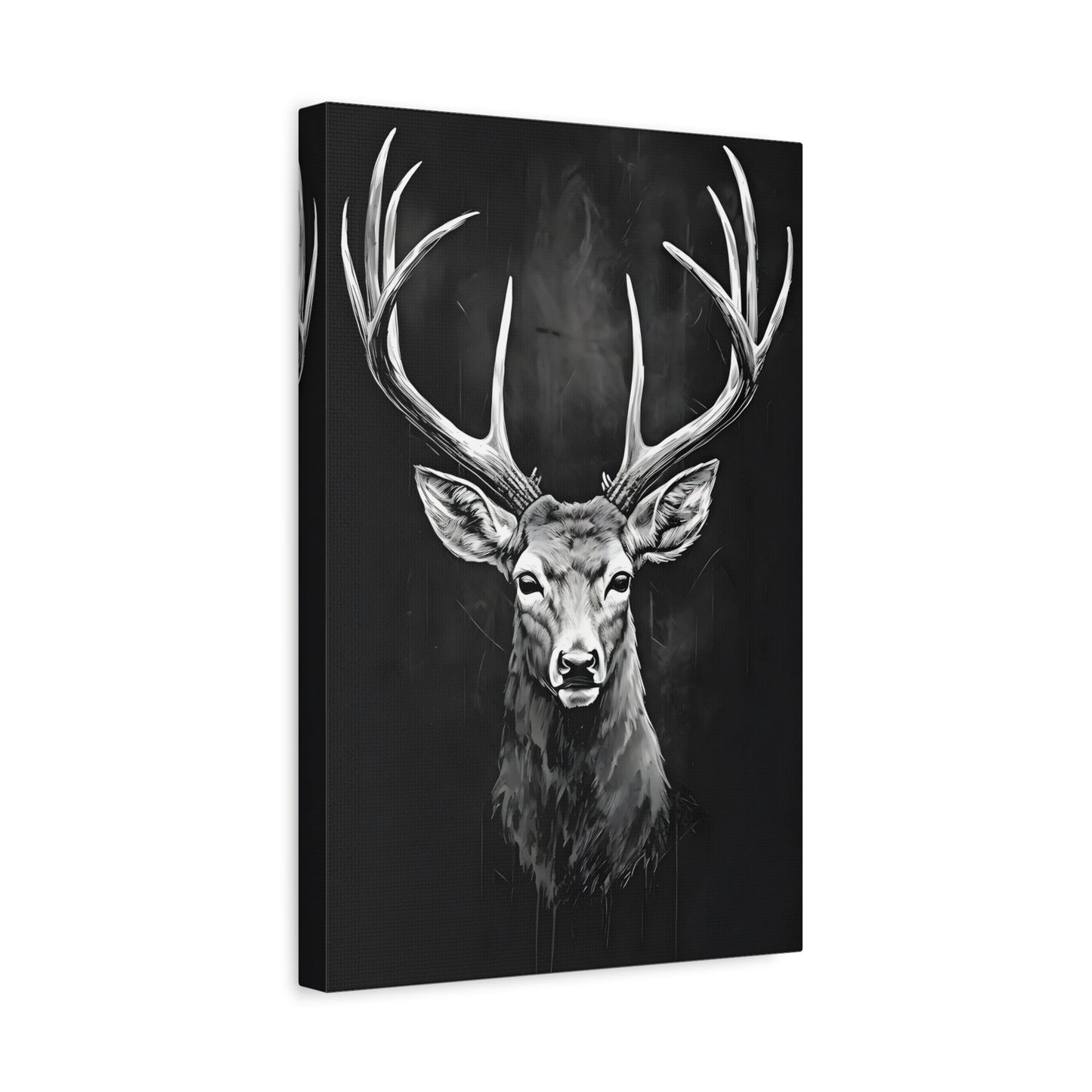 Stag Deer Black White Canvas Print - Scandinavian Wildlife Wall Art - YesArtYes