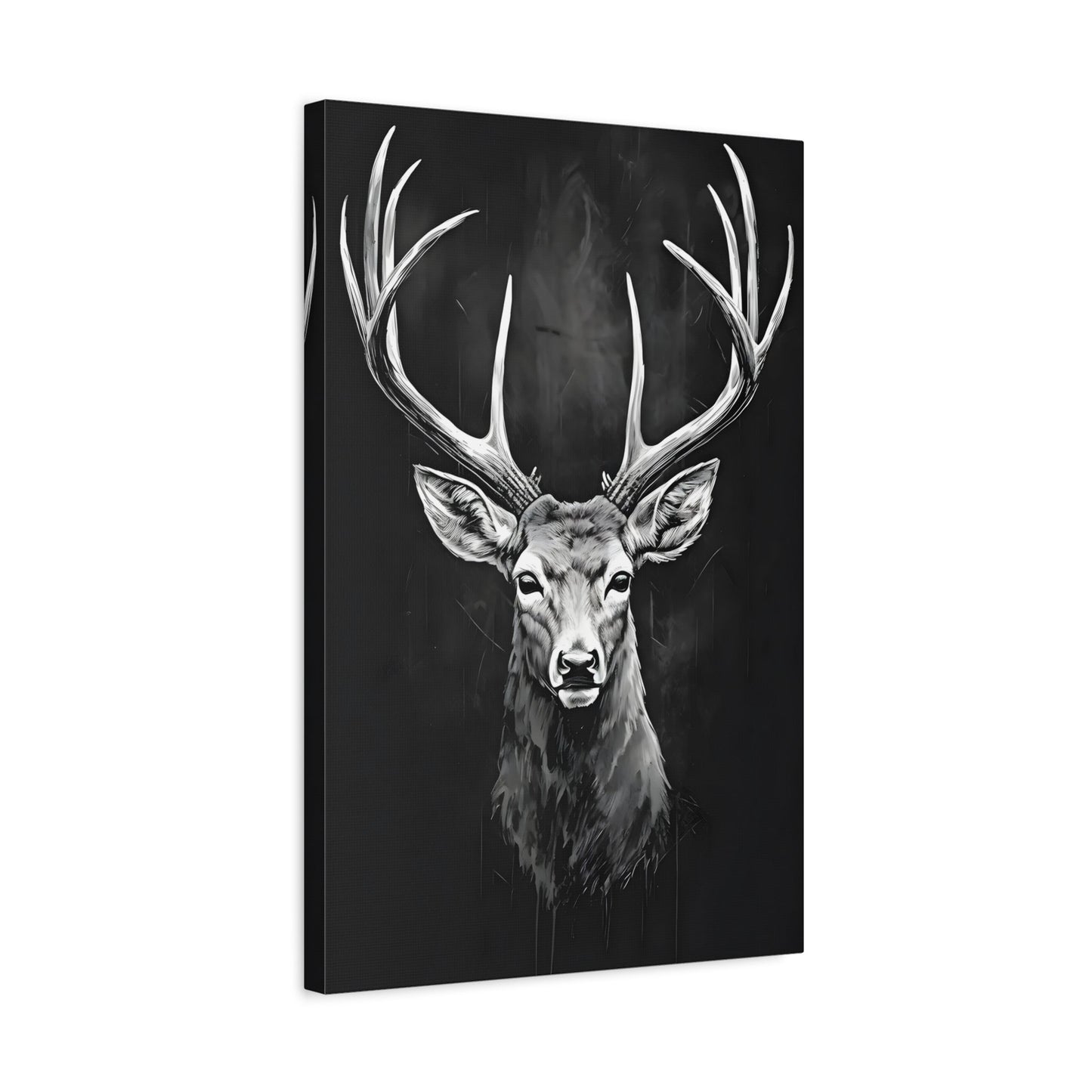 Stag Deer Black White Canvas Print - Scandinavian Wildlife Wall Art - YesArtYes