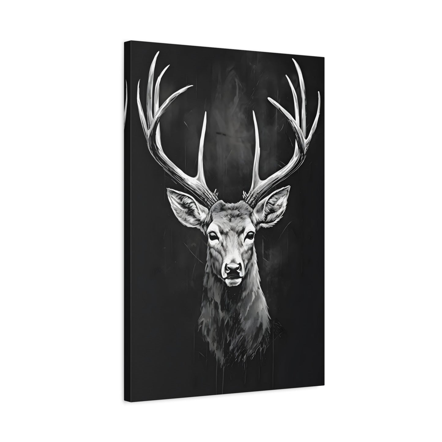Stag Deer Black White Canvas Print - Scandinavian Wildlife Wall Art - YesArtYes