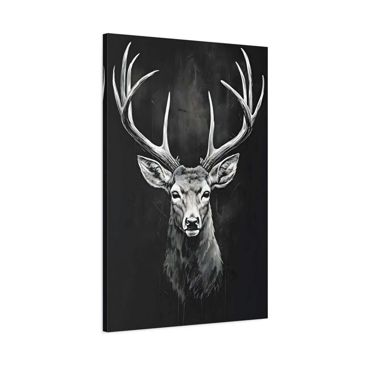 Stag Deer Black White Canvas Print - Scandinavian Wildlife Wall Art - YesArtYes