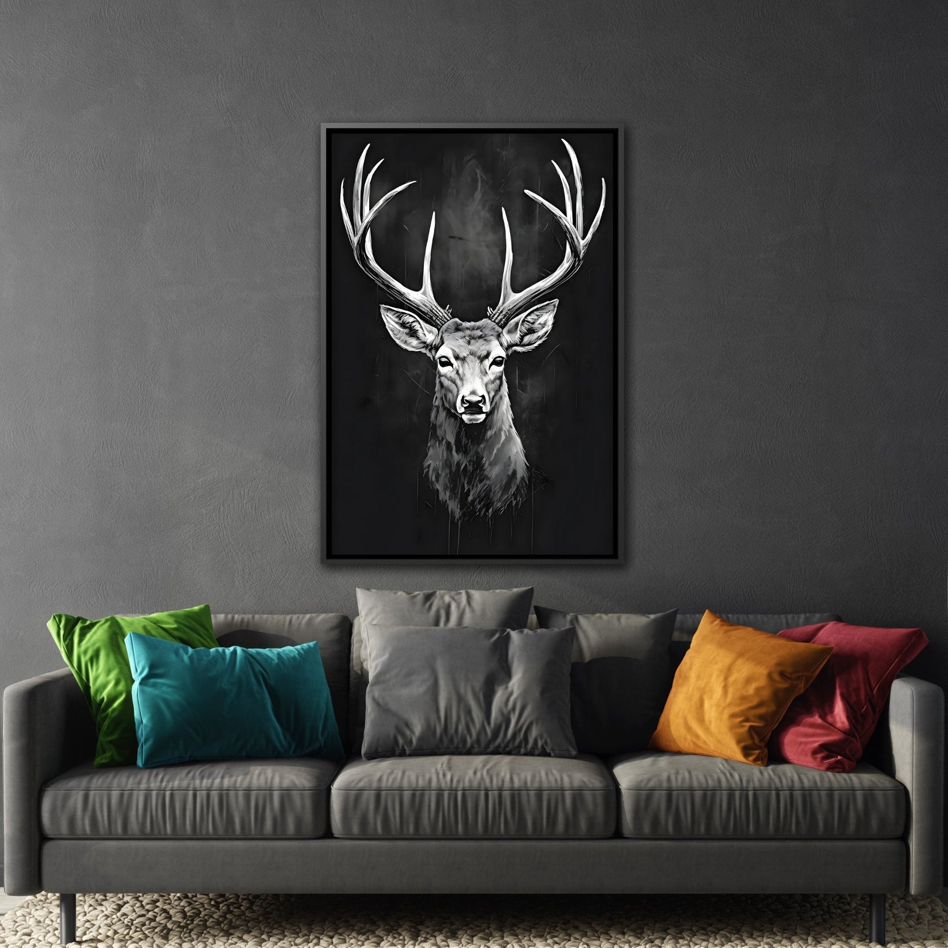 Stag Deer Wall Art Canvas Prints - Framed Scandinavian Decor - YesArtYes
