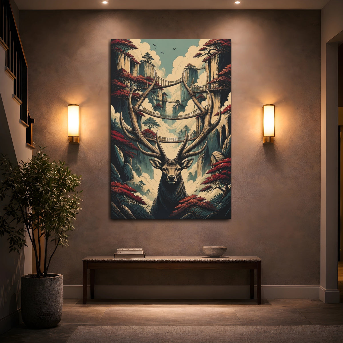 Mockup 2. Stag Of Floating Bridges shown as canvas print