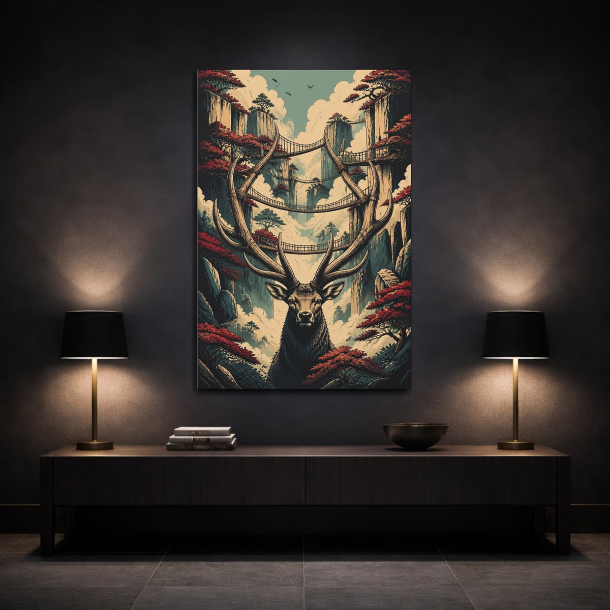 Mockup 3. Stag Of Floating Bridges shown as canvas print