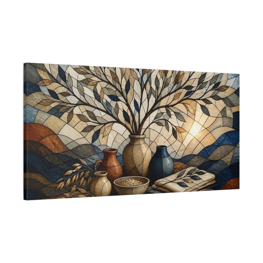 Main Mockup. Stained-Glass Vases With Branches shown as canvas print